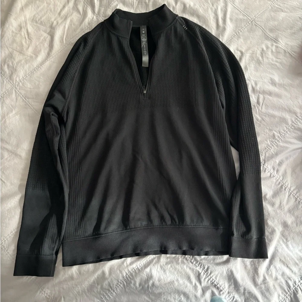 Men's Black Quarter-Zip Sweater - Picture 1 of 4